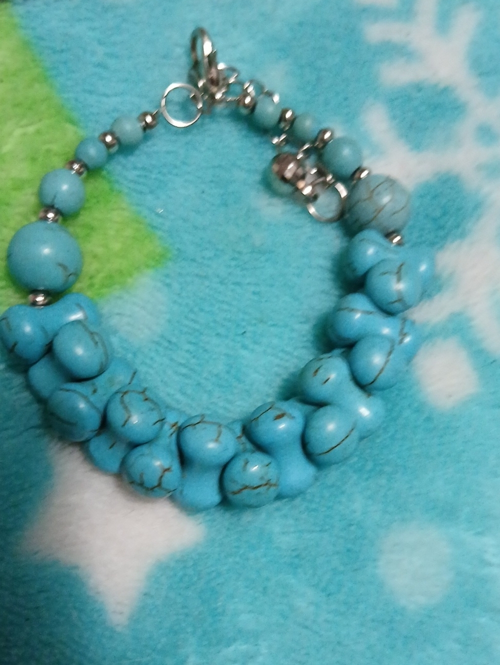 Turquoise Beaded Statement Bracelet - Unbranded